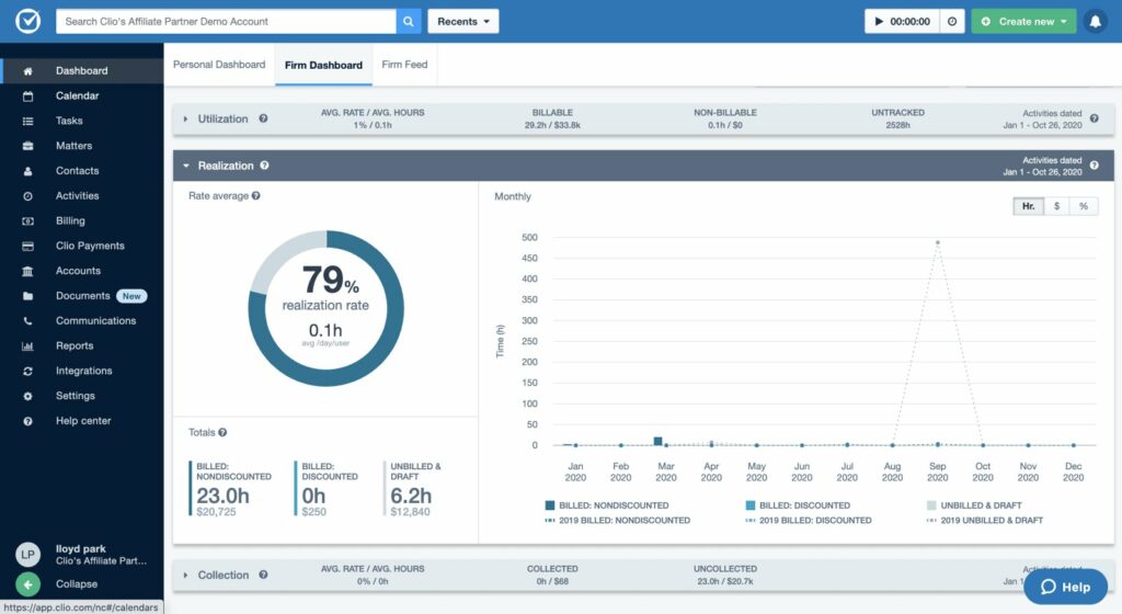 Clio calendar dashboard